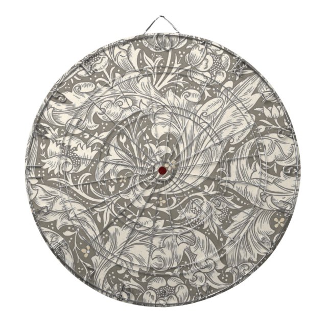 William Morris Bachelor's Button antique damask Dartboard (Front)