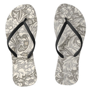 William Morris Bachelor's Button antique damask Flip Flops