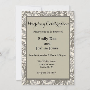 William Morris Bachelor's Button antique damask Invitation