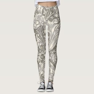 William Morris Bachelor's Button antique damask Leggings