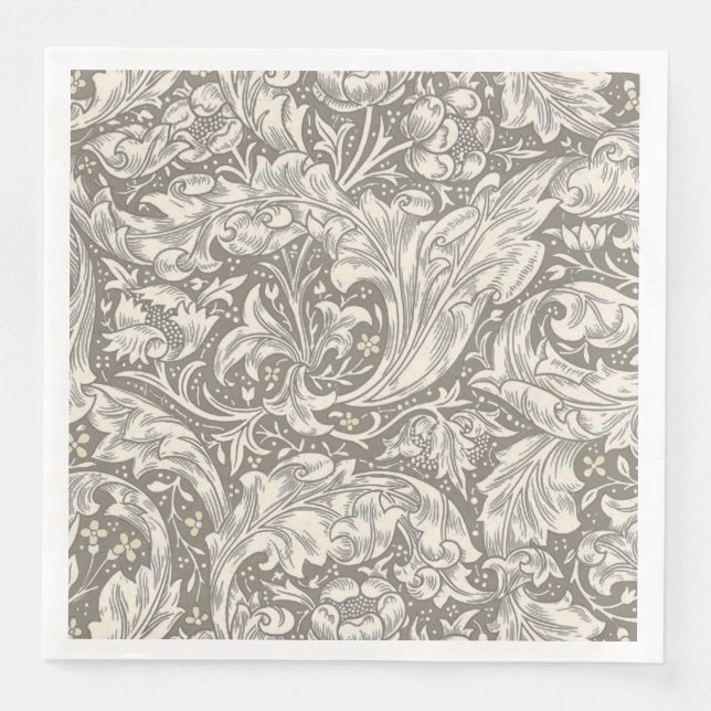 William Morris Bachelor's Button antique damask Napkin (Front)
