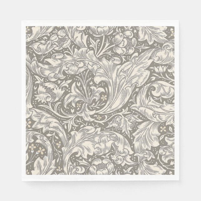 William Morris Bachelor's Button antique damask Napkin (Front)
