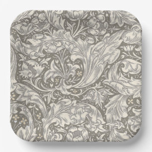 William Morris Bachelor's Button antique damask Paper Plate