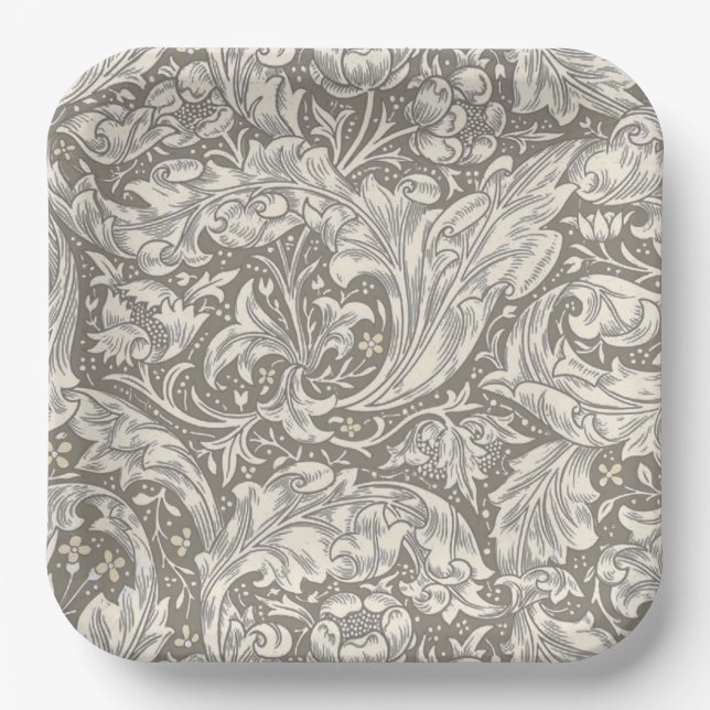 William Morris Bachelor's Button antique damask Paper Plate (Front)