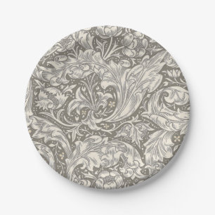 William Morris Bachelor's Button antique damask Paper Plate