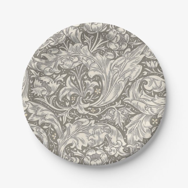 William Morris Bachelor's Button antique damask Paper Plate (Front)