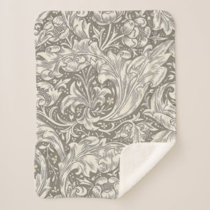 William Morris Bachelor's Button antique damask Sherpa Blanket