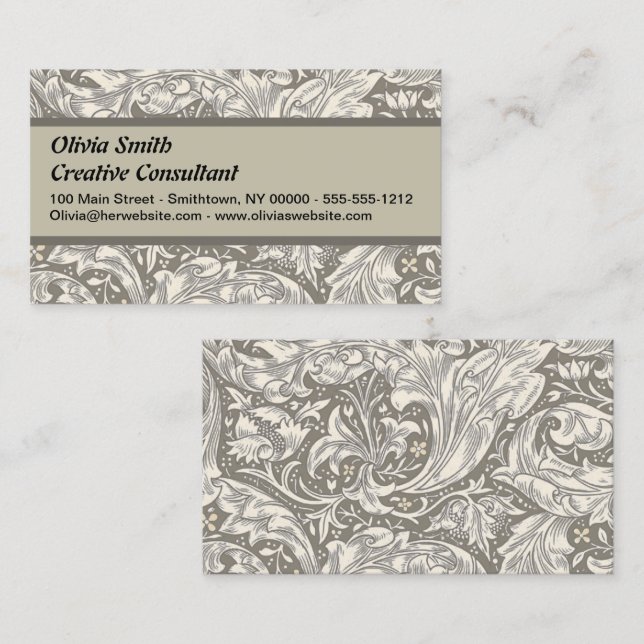 William Morris Bachelor's Button Flower Floral Bot Business Card (Front/Back)