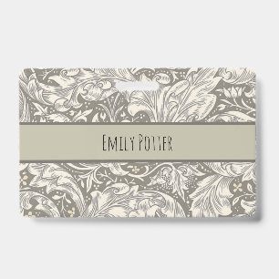 William Morris Bachelor's Button Flower Floral Bot ID Badge