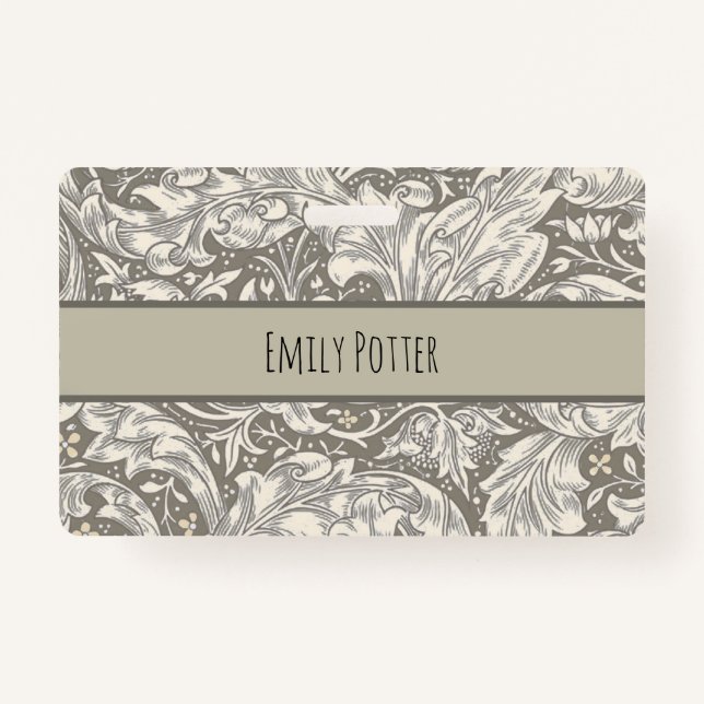 William Morris Bachelor's Button Flower Floral Bot ID Badge (Front)