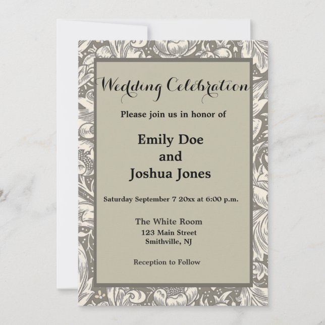 William Morris Bachelor's Button Flower Floral Bot Invitation (Front)