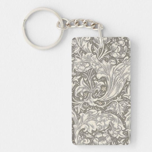 William Morris Bachelor's Button Flower Floral Bot Key Ring (Front)