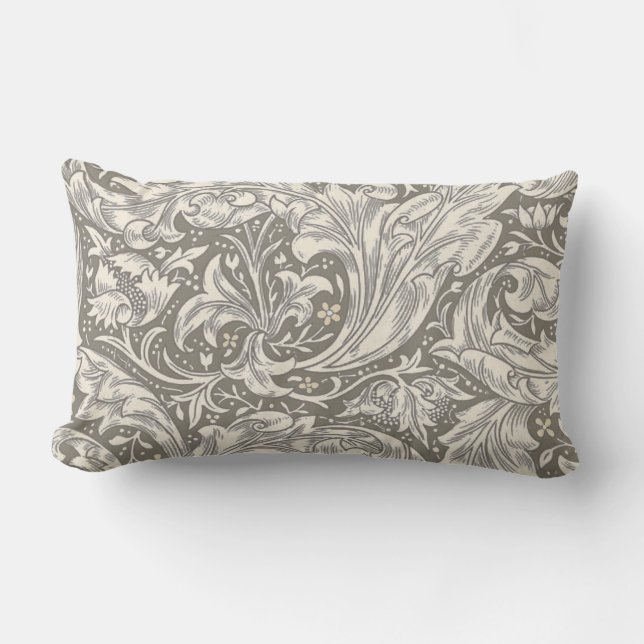 William Morris Bachelor's Button Flower Floral Bot Lumbar Cushion (Front)