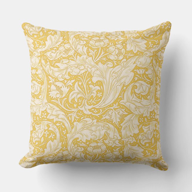 William Morris  Bachelors Button Golden Background Cushion (Front)