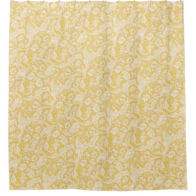 William Morris  Bachelors Button Golden Background Shower Curtain (Front)
