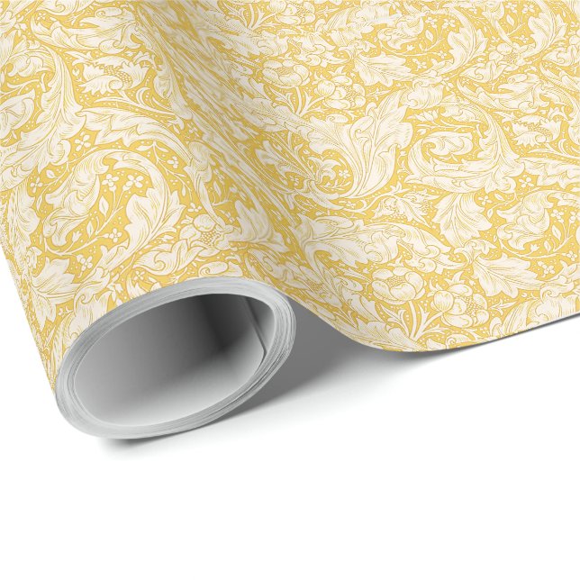 William Morris  Bachelors Button Golden Background Wrapping Paper (Roll Corner)