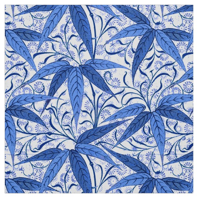 William Morris Bamboo Print, Cobalt Blue & White Fabric (Swatch)