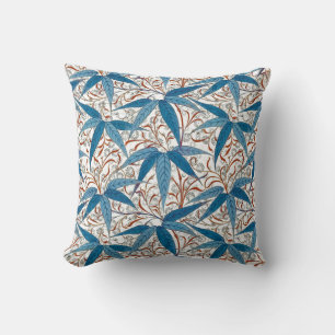 William Morris Bamboo Print, Denim Blue & White Cushion
