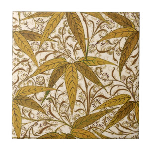 William Morris Bamboo Print, Gold and Cream Tile