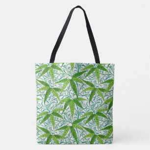 William Morris Bamboo Print, Green and White Tote Bag