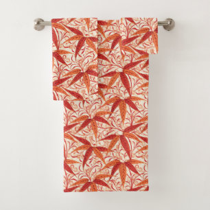 William Morris Bamboo Print, Mandarin Orange Bath Towel Set