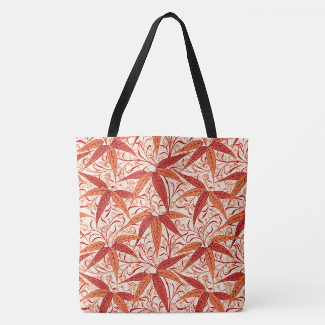William Morris Bamboo Print, Mandarin Orange Tote Bag (Front)