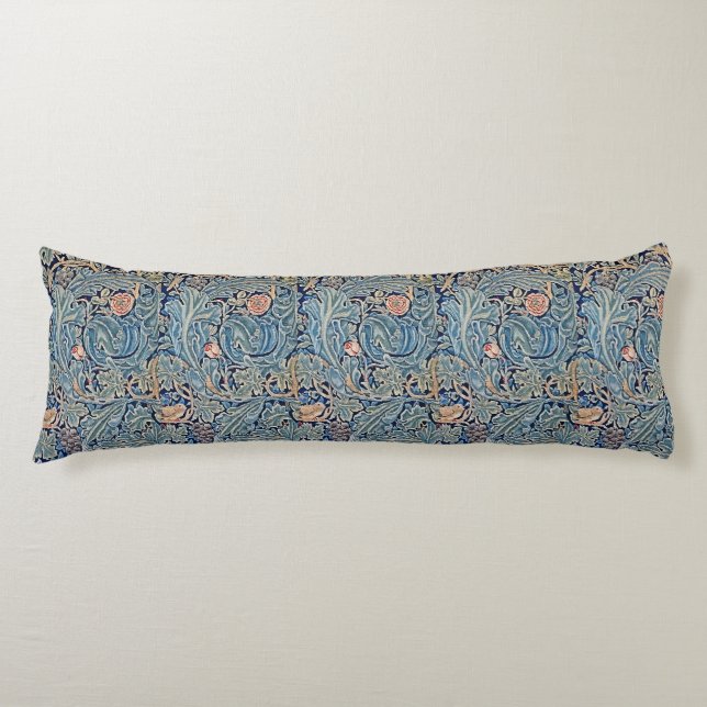 William Morris Beautiful Floral Pattern Blue Pink  Body Cushion (Front)