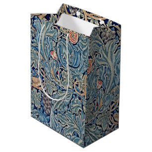 William Morris Beautiful Floral Pattern Blue Pink  Medium Gift Bag
