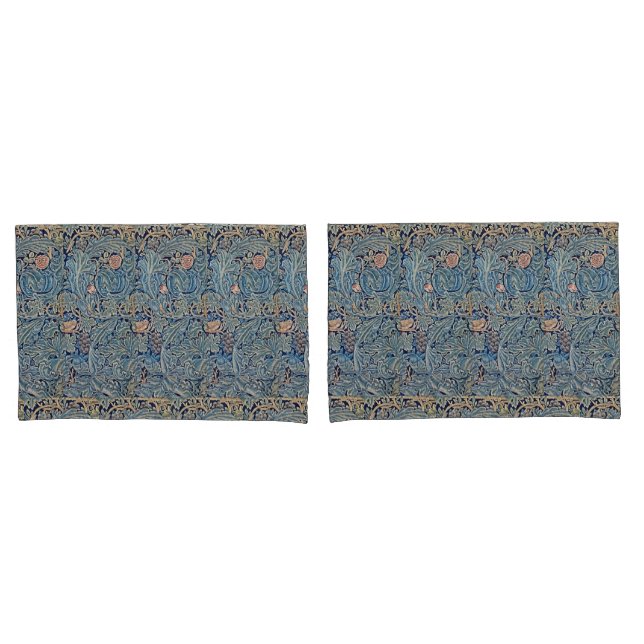 William Morris Beautiful Floral Pattern Blue Pink  Pillowcase (Front-Set)