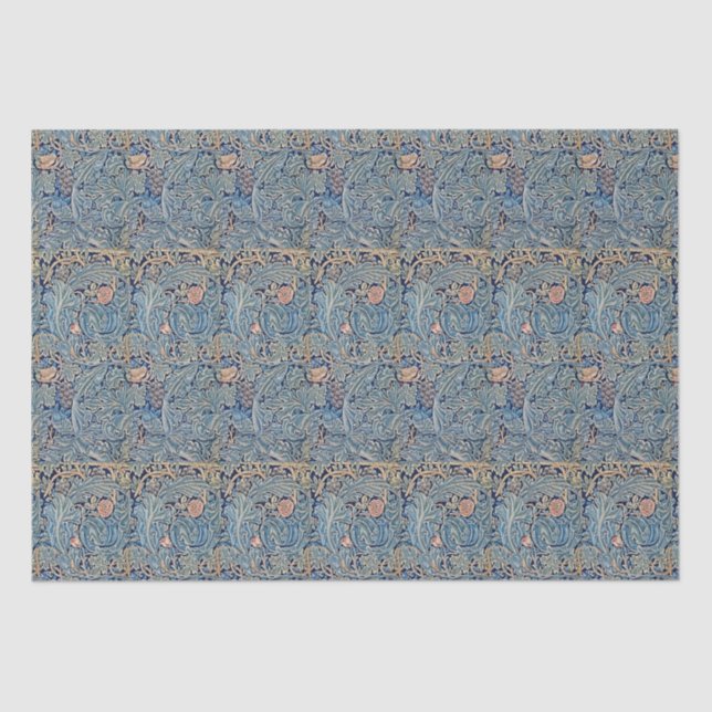 William Morris Beautiful Floral Pattern Blue Pink  Tissue Paper (Front)