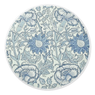 William Morris Beautiful floral pattern, blue,rose Ceramic Knob