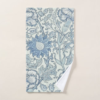 William Morris Beautiful floral pattern, blue,rose Hand Towel