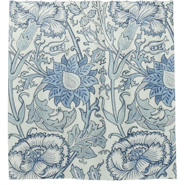 William Morris Beautiful floral pattern, blue,rose Shower Curtain (Front)
