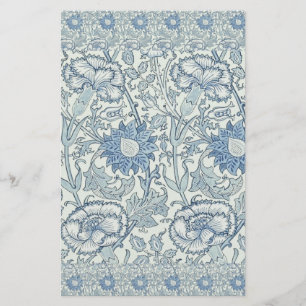 William Morris Beautiful floral pattern, blue,rose Stationery