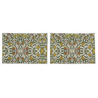 William Morris Beautiful Fruit Foliage Flowers Red Pillowcase