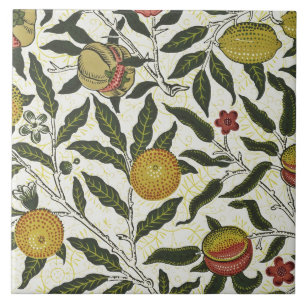 William Morris Beautiful Fruit Foliage Flowers Red Tile