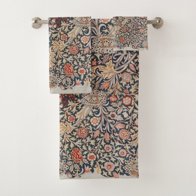 William * Morris Beautiful Trent Pattern Bath Towel Set (Insitu)