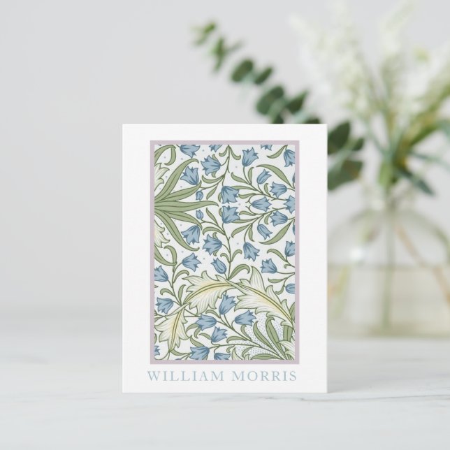 William Morris - Bellflowers: Blue & Green Floral Postcard (Standing Front)