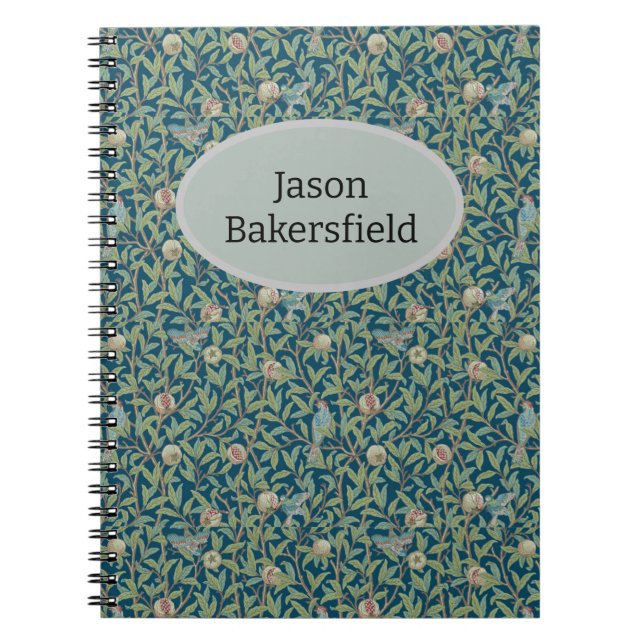 William Morris "Bird and Pomegranate" Personalised Notebook (Front)
