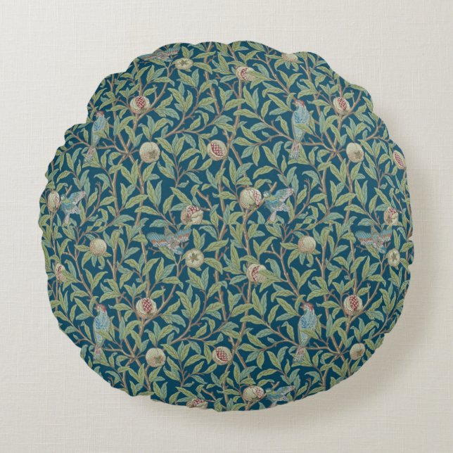 William Morris "Bird and Pomegranate"  Round Cushion (Front)