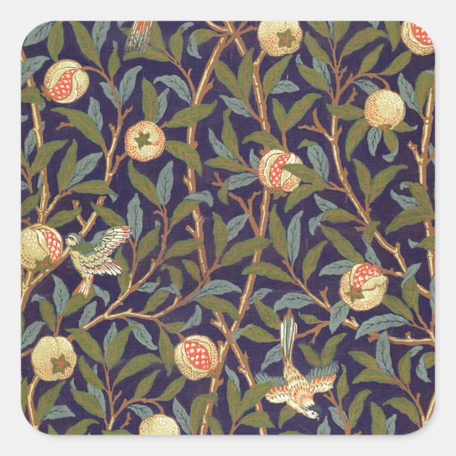 William Morris Bird And Pomegranate Square Sticker (Front)