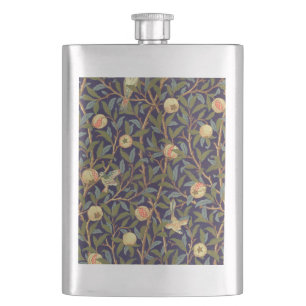 William Morris Bird And Pomegranate Vintage Art Hip Flask