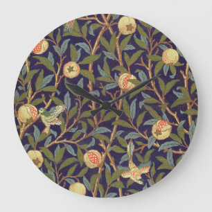 William Morris Bird And Pomegranate Vintage Floral Large Clock