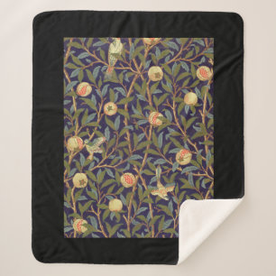 William Morris Bird And Pomegranate Vintage Floral Sherpa Blanket