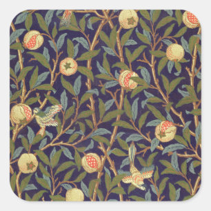 William Morris Bird And Pomegranate Vintage Floral Square Sticker