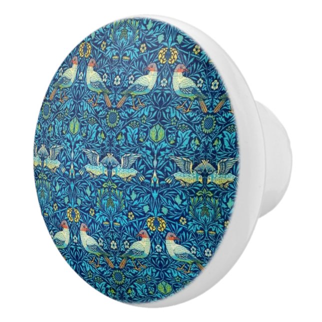 William * Morris  "Bird" Blue Ceramic Knob (Right)
