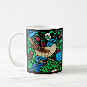 William Morris Bird & Flower Tile, Blue and Black Coffee Mug