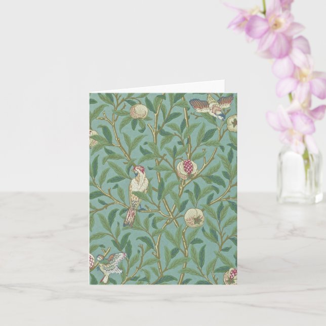 William Morris, Birds and Pommegrenates - Green  Card (Orchid)