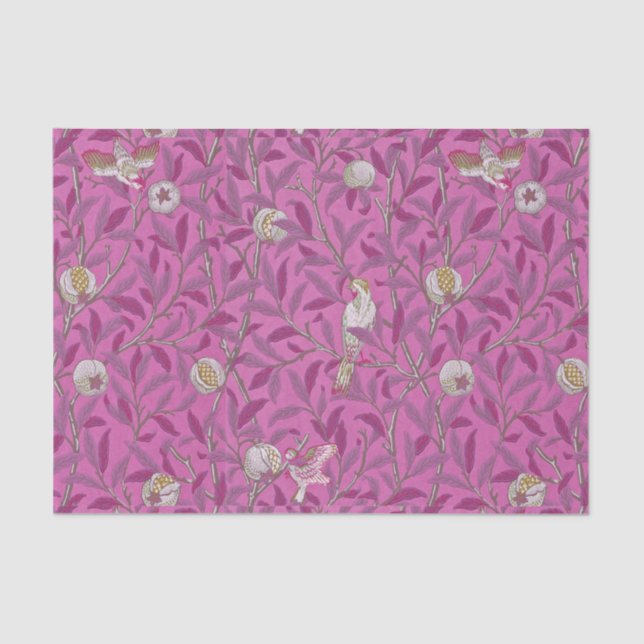 William Morris, Birds and Pommegrenates - Pink Tissue Paper (Front)