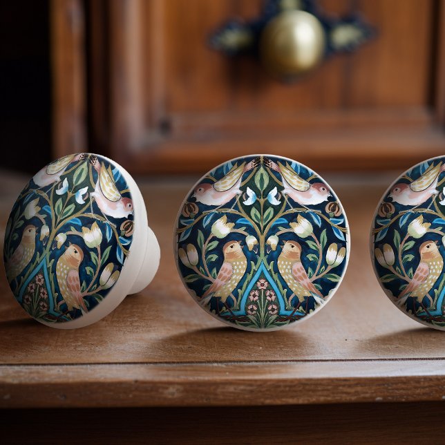 William Morris Birds and Tulips Art Nouveau Ceramic Knob (Creator Uploaded)